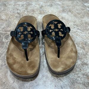 Tory Burch Miller Cloud Black Patent Leather Sandals